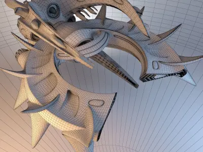 Destroyer Spaceship Concept Low-poly 3D model