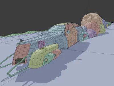 Sci-FI old car Animation Free low-poly 3D model