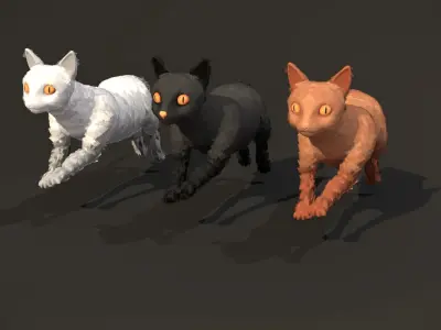 Paint Poly - Cats - Rigged and Animated Low-poly 3D model