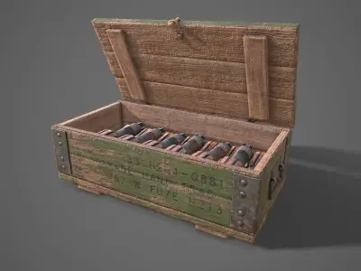 Sci-fi post apocalyptic crate of grenades  Low-poly 3D model