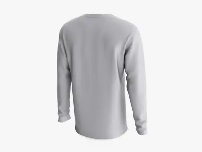 Male and Female T-Shirt Dropped Shoulder Henley Collar Long Sleeve Collection 3D model