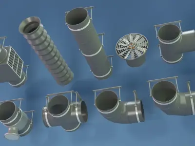 Industrial Kitbash - 8 - 55 pieces 3D model