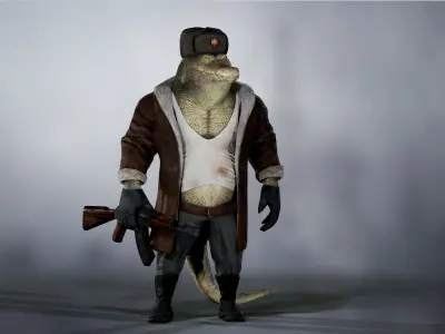 Bored Crocodile Low-poly 3D model