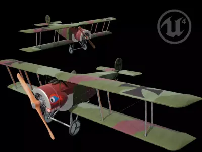 Fokker D2 plane Low-poly 3D model