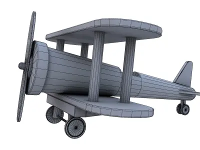 Wood Airplane Low-poly 3D model