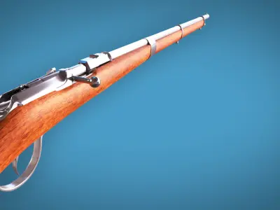 Dreyse Needle Gun Bolt Action Rifle LowPoly Firearm 3D Model Low-poly 3D model