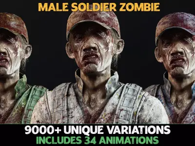 Zombie - Army Soldier UE4 UE5 Low-poly 3D model