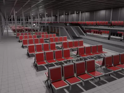 Airport Interior Low-poly 3D model