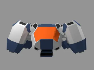 spaceship orange and robot Free low-poly 3D model