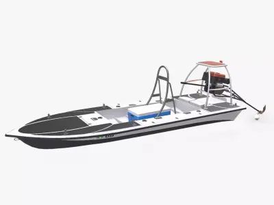 Flat Skiff Boat Low-poly PBR Low-poly 3D model