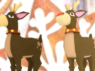 Reindeers pack Low-poly 3D model