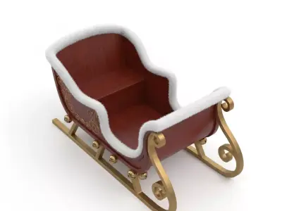 Classic Wooden Sleigh 3D Model Low-poly 3D model