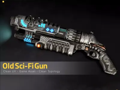 Old Sci-Fi Gun Low-poly 3D model