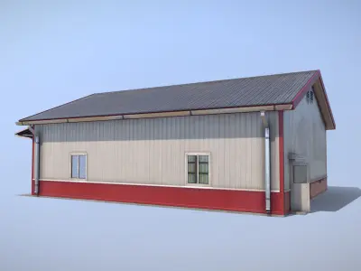 Airfield Hangar 12m Vr1 RED Low-poly 3D model