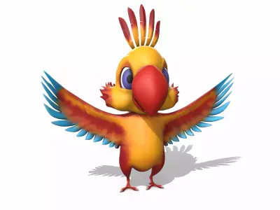Cartoon Parrot 3D model