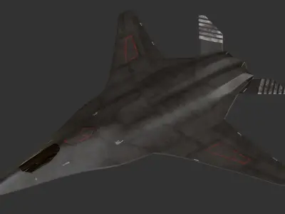 Sci-fi stealth jet aircraft Low-poly 3D model
