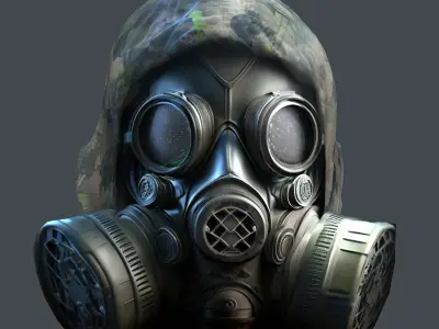 Gas mask helmet 3d model military combat Low-poly  Low-poly 3D model 9