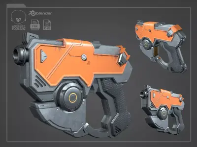 Sci fi gun game ready Low-poly 3D model