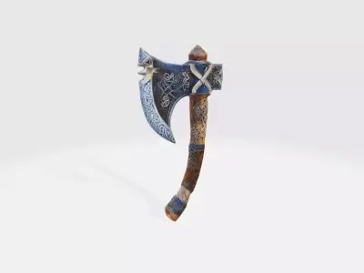 A viking axe with nordic markings on the hilt 3D model