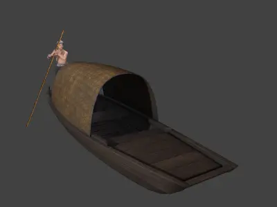 Chinese Boat man Low-poly 3D model