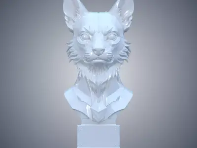 Cybernetic Canine Warrior Statue PM-482 3D print model