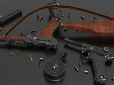 P08 Pistol Fps - Tps Low-poly 3D model