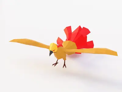 Fantasy bird low poly 3d model  Low-poly 3D model