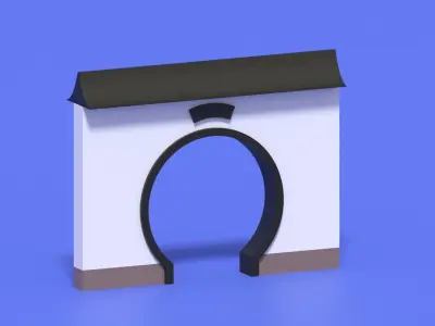 Cartoon Chinese Garden Gate Low-poly 3D model