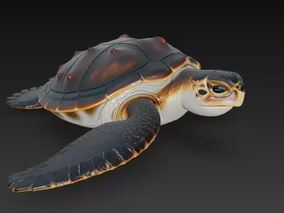Sea Turtle Realistic 3D Model - Low Poly Realistic Low-poly 3D model