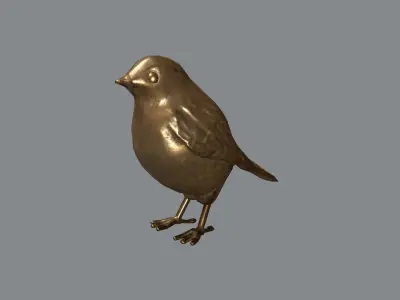 Bronze Robin Statue Low-poly 3D model
