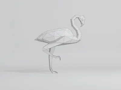 Polygonal Flamingo Low-poly 3D model