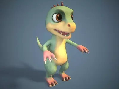 Cartoon young dinosaur Low-poly 3D model