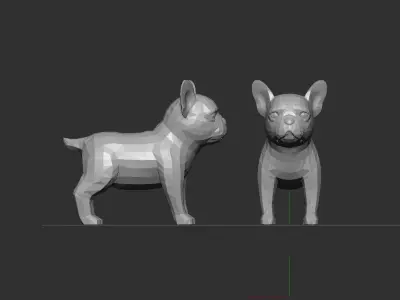 Mini French Bulldog low Polly model  3D model