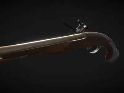 Aged Flintlock Pistol Low-poly 3D model