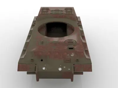 Rusting Tank wreckage Low-poly 3D model