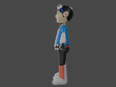 Aviator men pilot in costume airplane with tool Low-poly 3D model