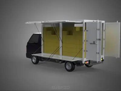 DELIVERY BOX TRUCK PICKUP LOADED BOXES CARGO FREIGHT CUBE VAN 3D model