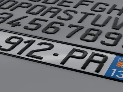 Customizable French License Plate Low-poly 3D model