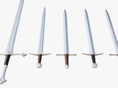 Collection medieval swords 01-05 plus old textures and sheaths 3D model