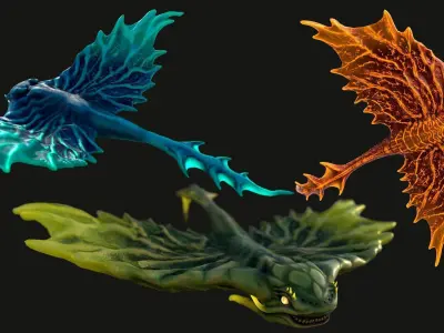 Aqua Draco Low-poly 3D model