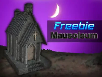 Mausoleum gothic church at sunset Free low-poly 3D model