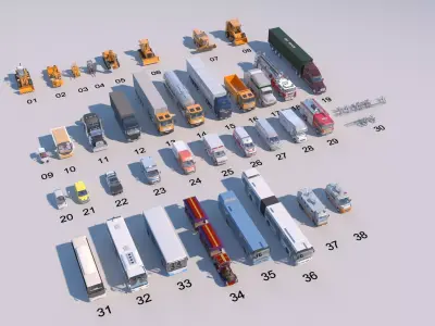 Modern Special and Engineering Vehicles 3D Model Collection Low-poly 3D model