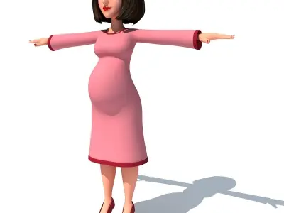 Cartoon Character of Pregnant Woman 3D model