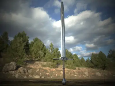 Steel Great Sword Low-poly 3D model