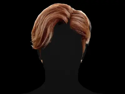 Realtime Hair - Middle part curtains Low-poly 3D model