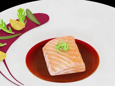 Fresh Salmon Sushi  Low-poly 3D model