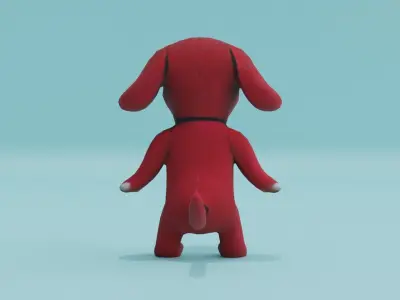 Red Puppy Baby Dog Cute Plush Toy A-Pose Free low-poly 3D model