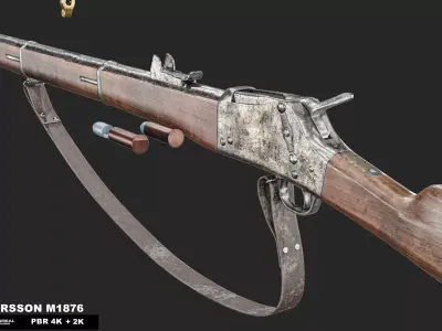 Krag Petersson M1876 with Bayonet Low-poly 3D model