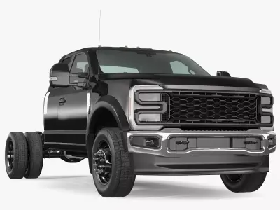 Pickup Chassis Cab Black Long Cab 3D model