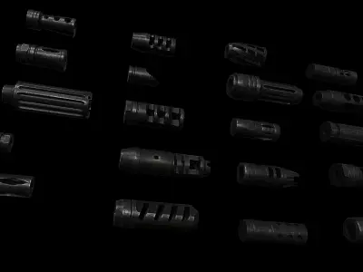Assault Rifle Muzzle Brake Collection 1 Low-poly 3D model